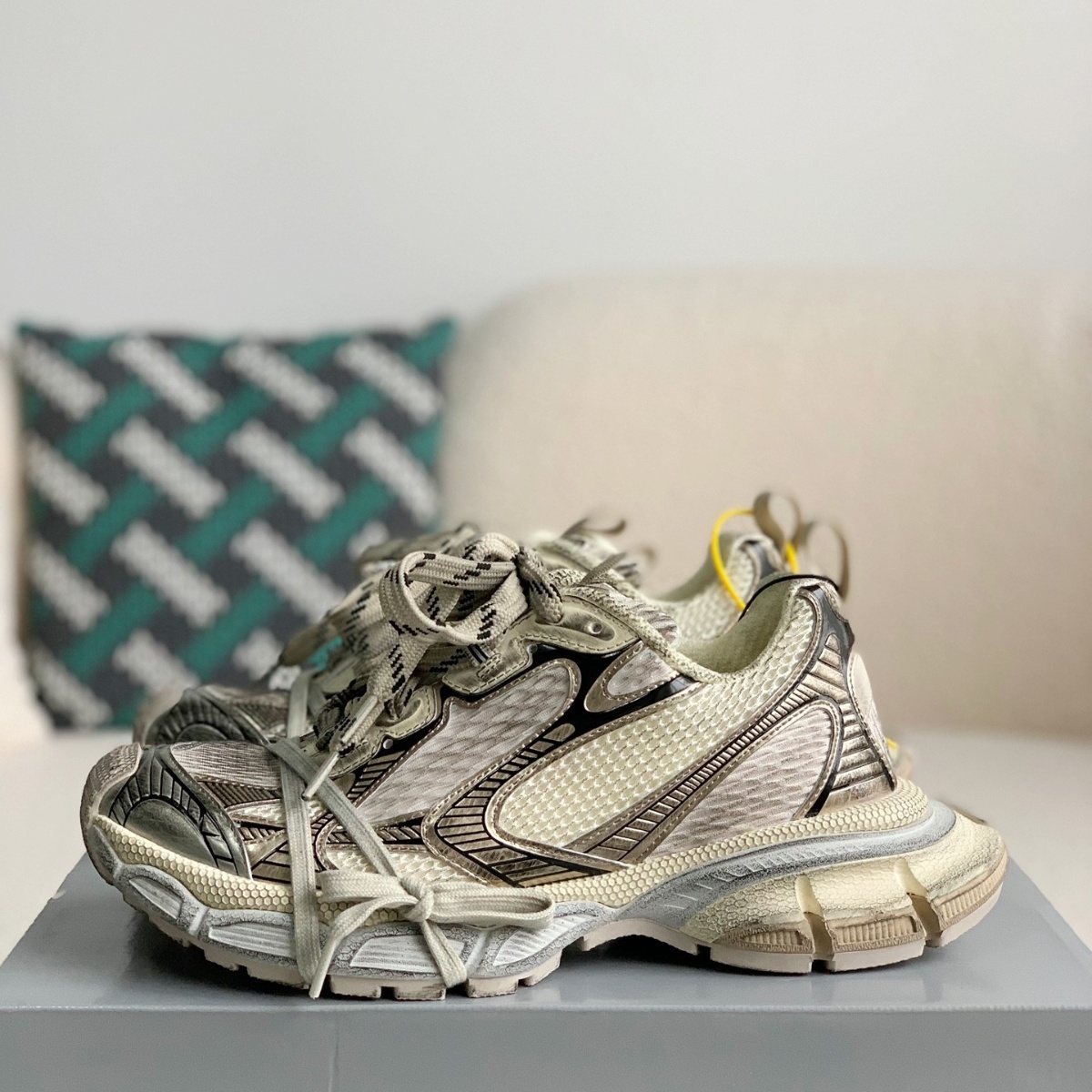 3XL logo-embossed mesh trainers