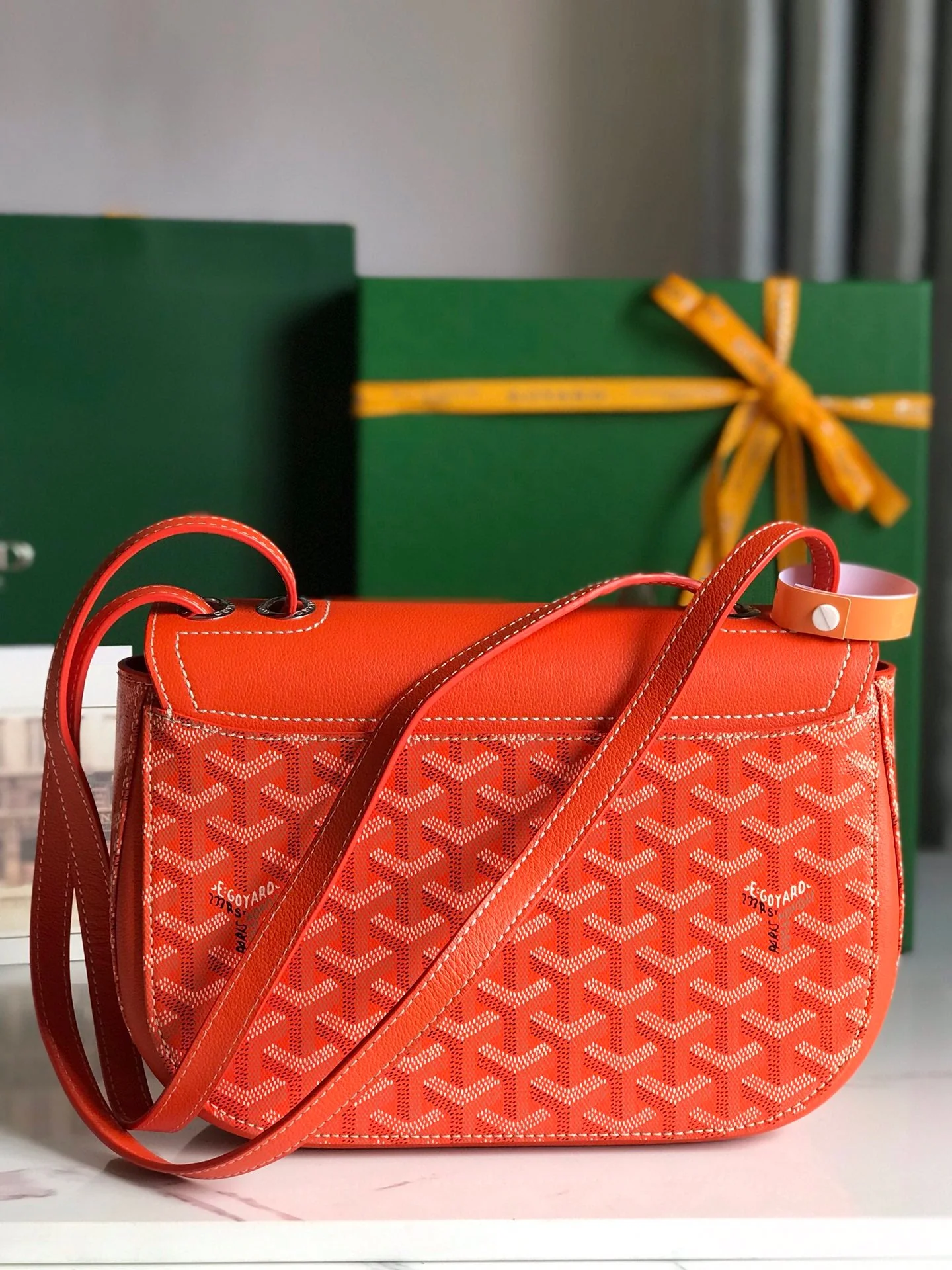 Orange Calfskin Canvas Bag