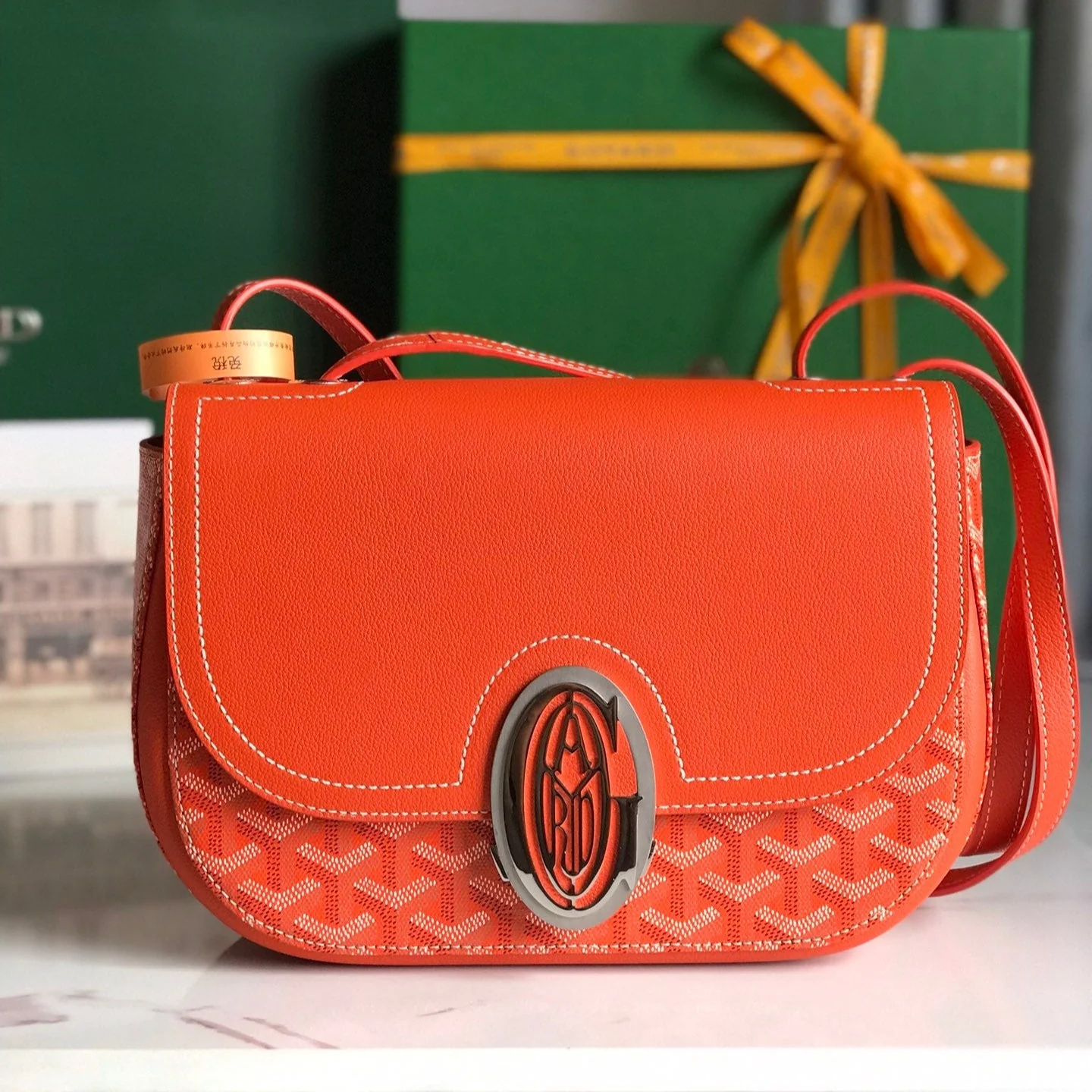 Orange Calfskin Canvas Bag