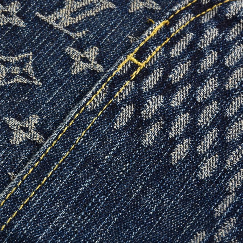 Checkerboard Denim Hooded Down Jacket