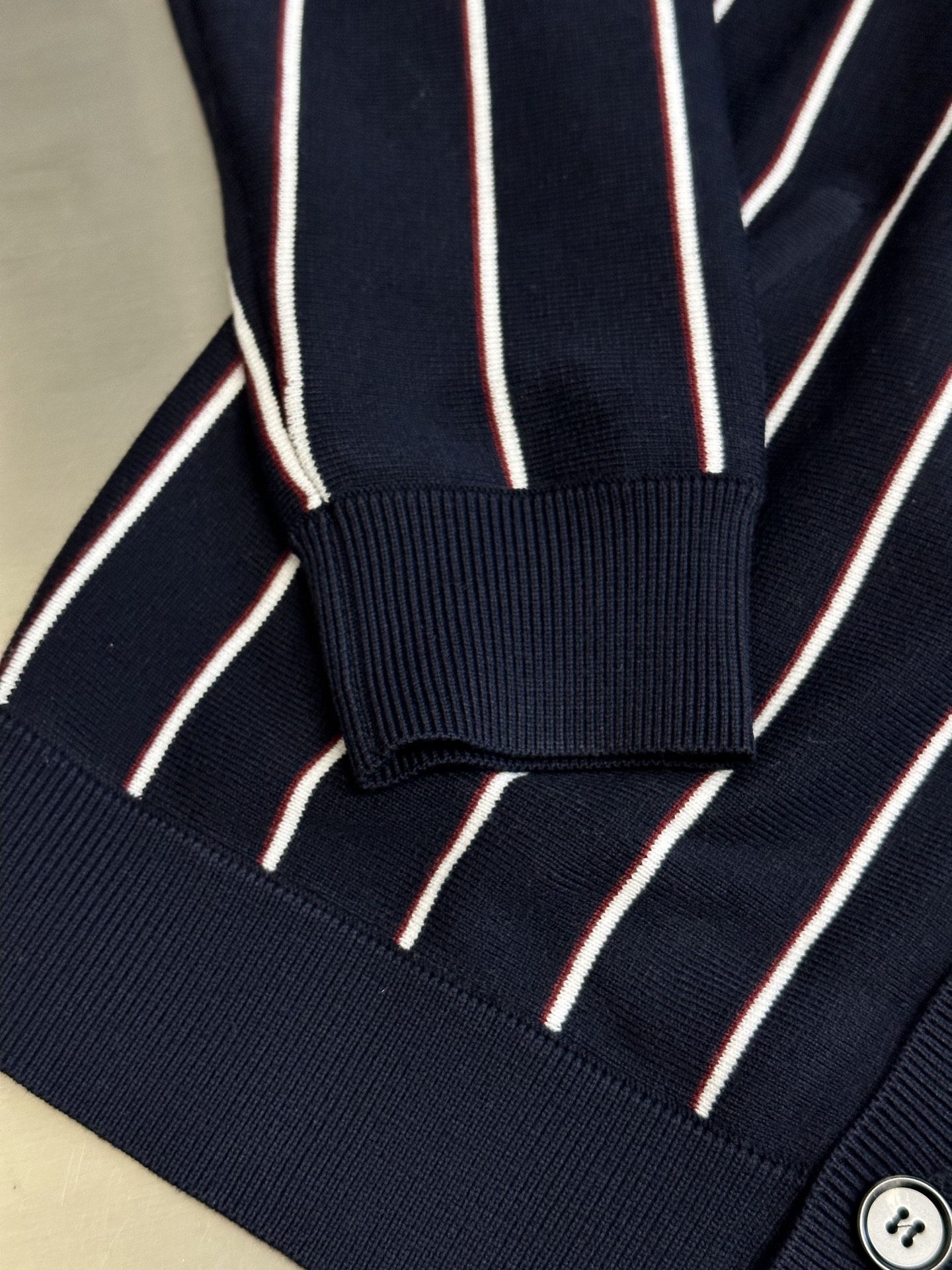 Stripe embroidered long-sleeved sweater