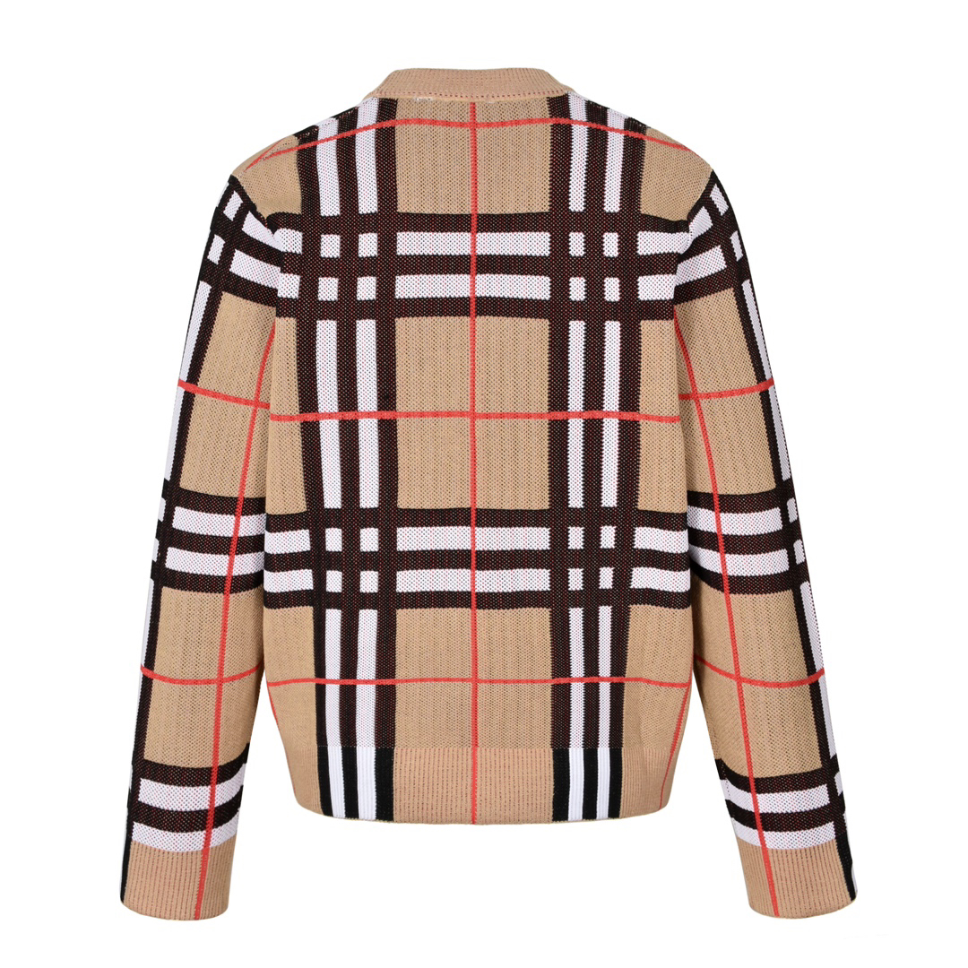 Pointelle Check Cardigan Sweater