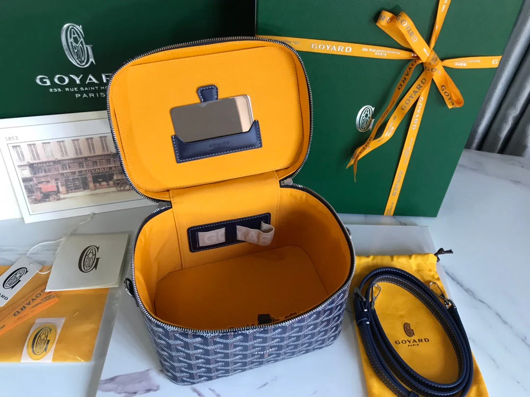 Navy Blue Canvas Cosmetic Box