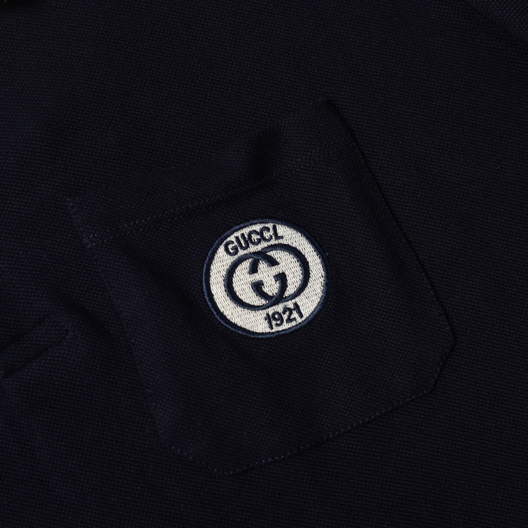 Green And Red Embroidered Patch Polo Shirt Short Sleeves