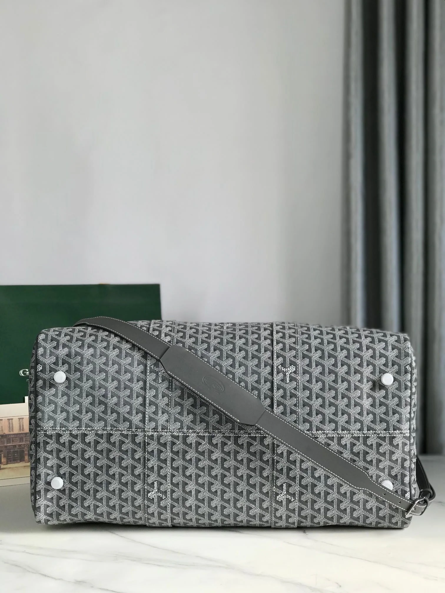 50 BAG IN GRAY CANVAS AND CALFSKIN TRIM