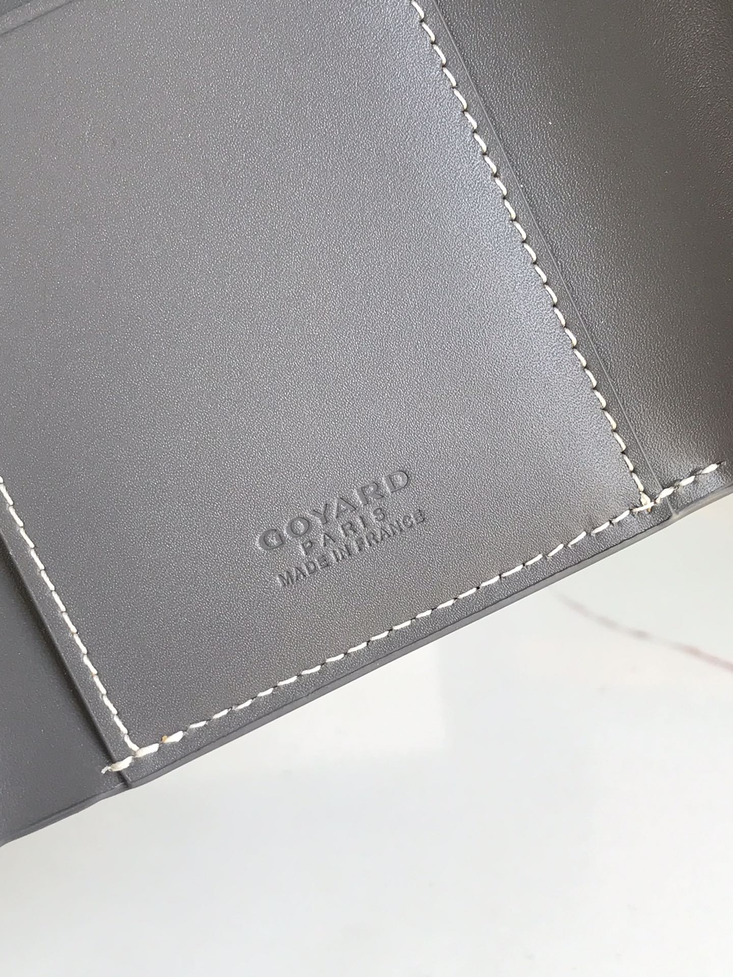 Grey Calfskin Canvas Card Holder