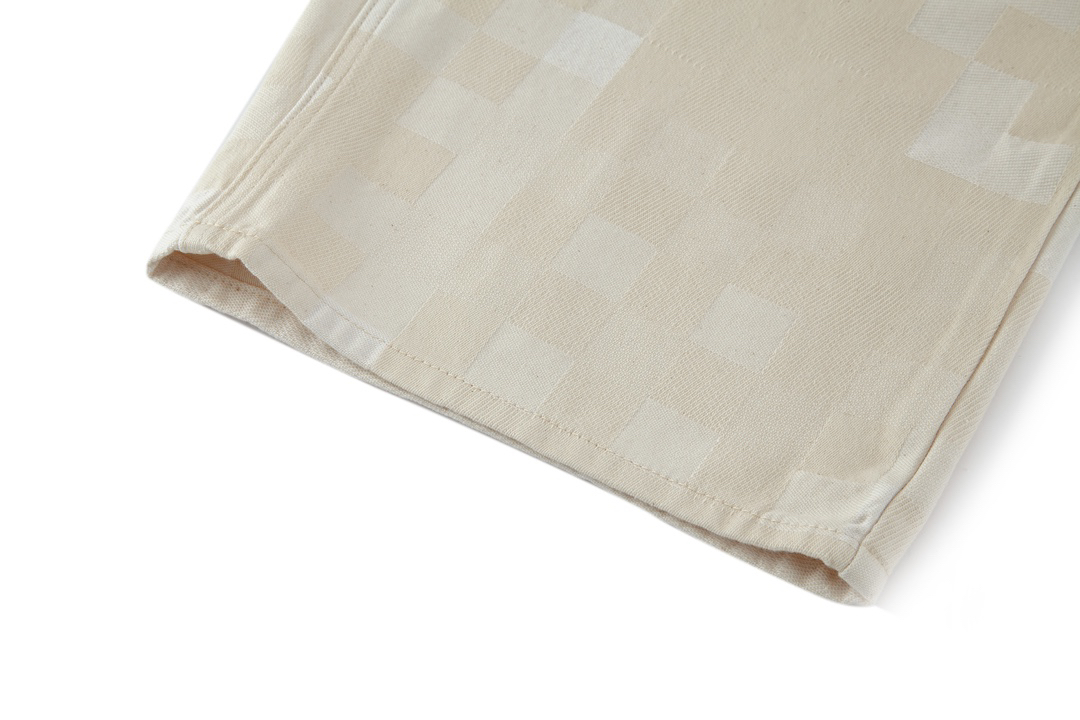 Mosaic check denim shorts