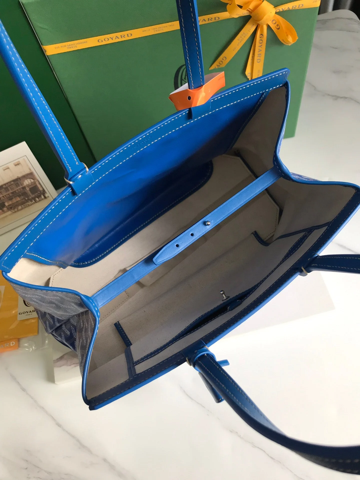 Blue Canvas And Calfskin Trim Bag