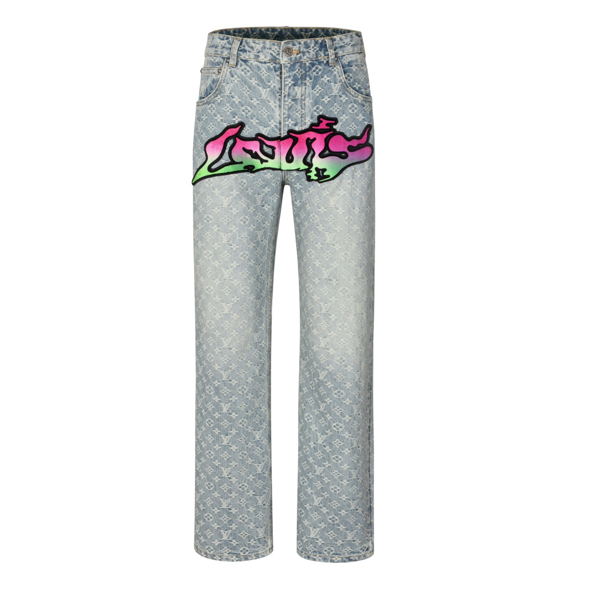 Macaron Embroidered Jacquard Jeans
