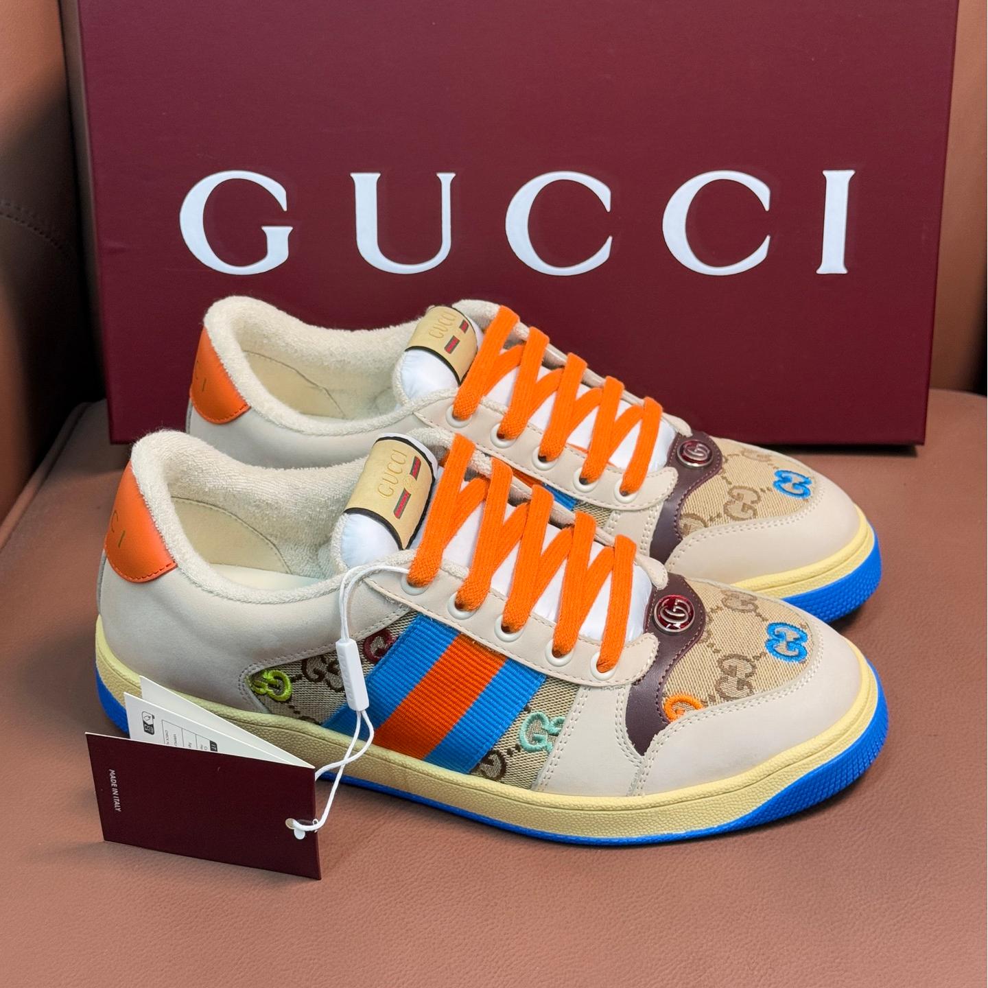 Fluffy colorful sneakers