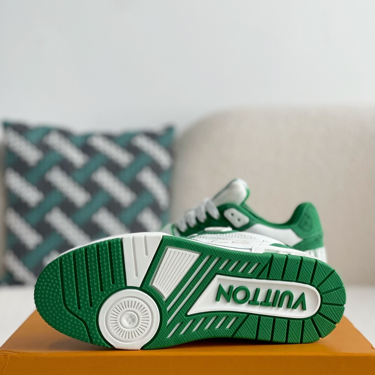 Trainer Green Monogram Denim