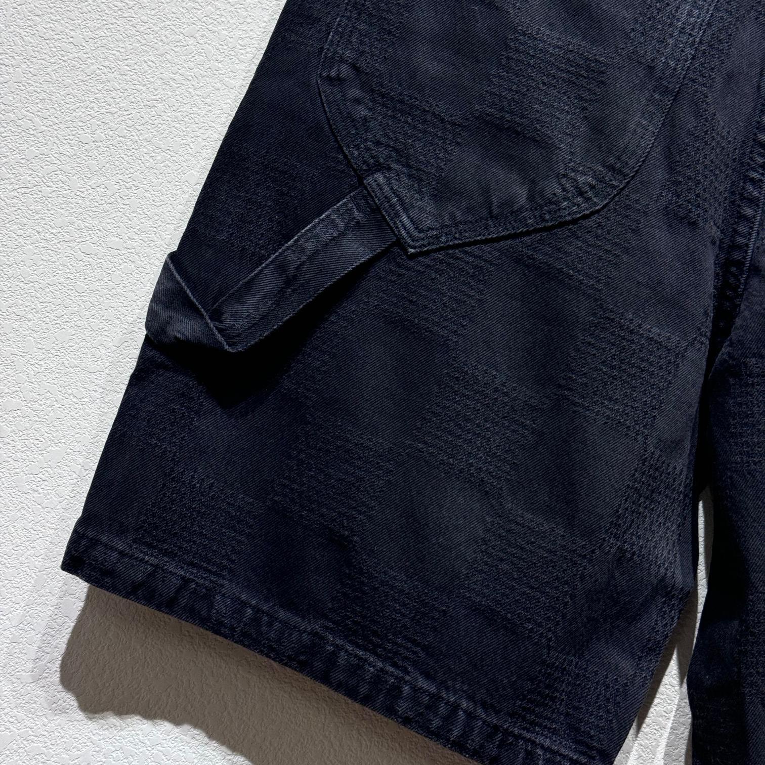 Checkered Denim Shorts