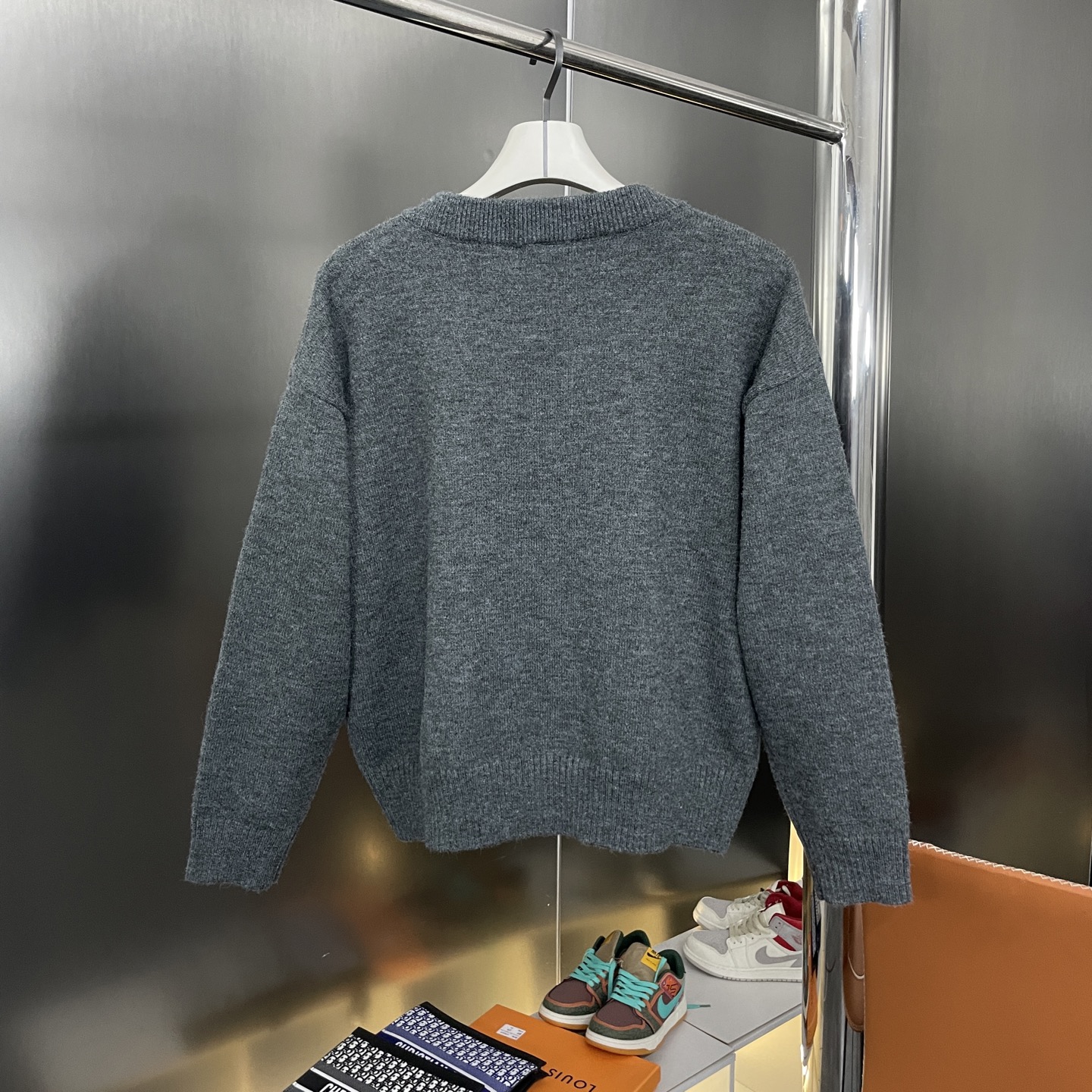 New White Big Heart Knitted Cardigan Sweater