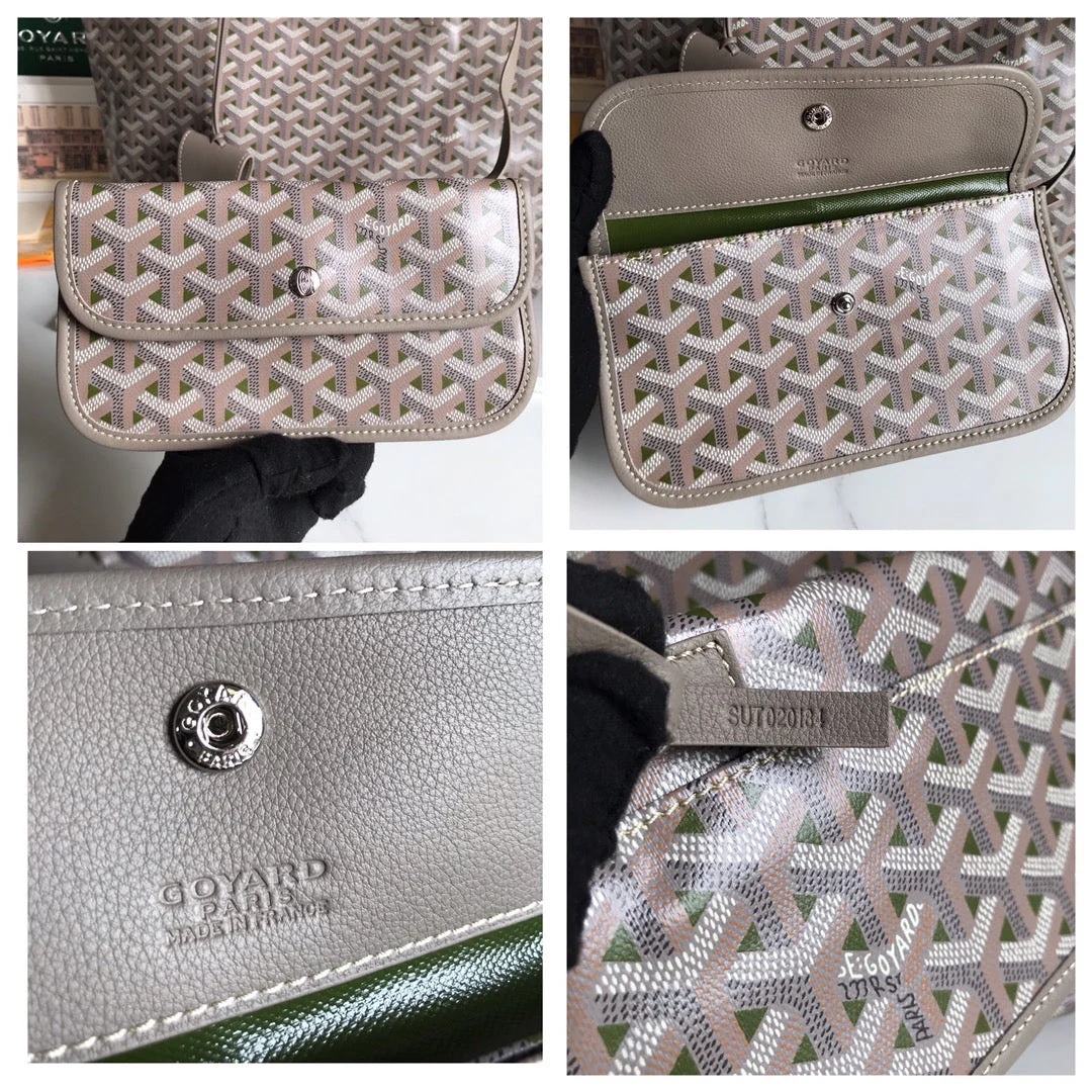 Grey and Green Canvas Bag