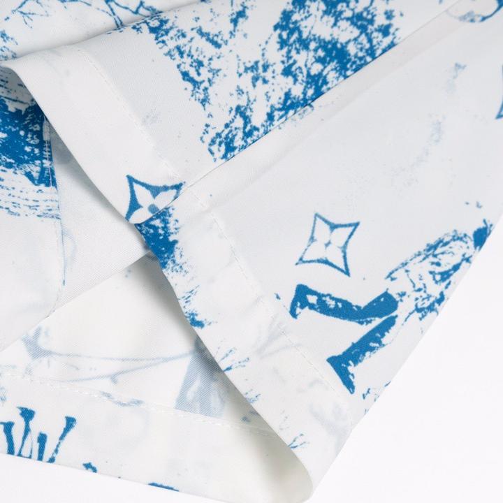 Blue Casual Graphic Shorts