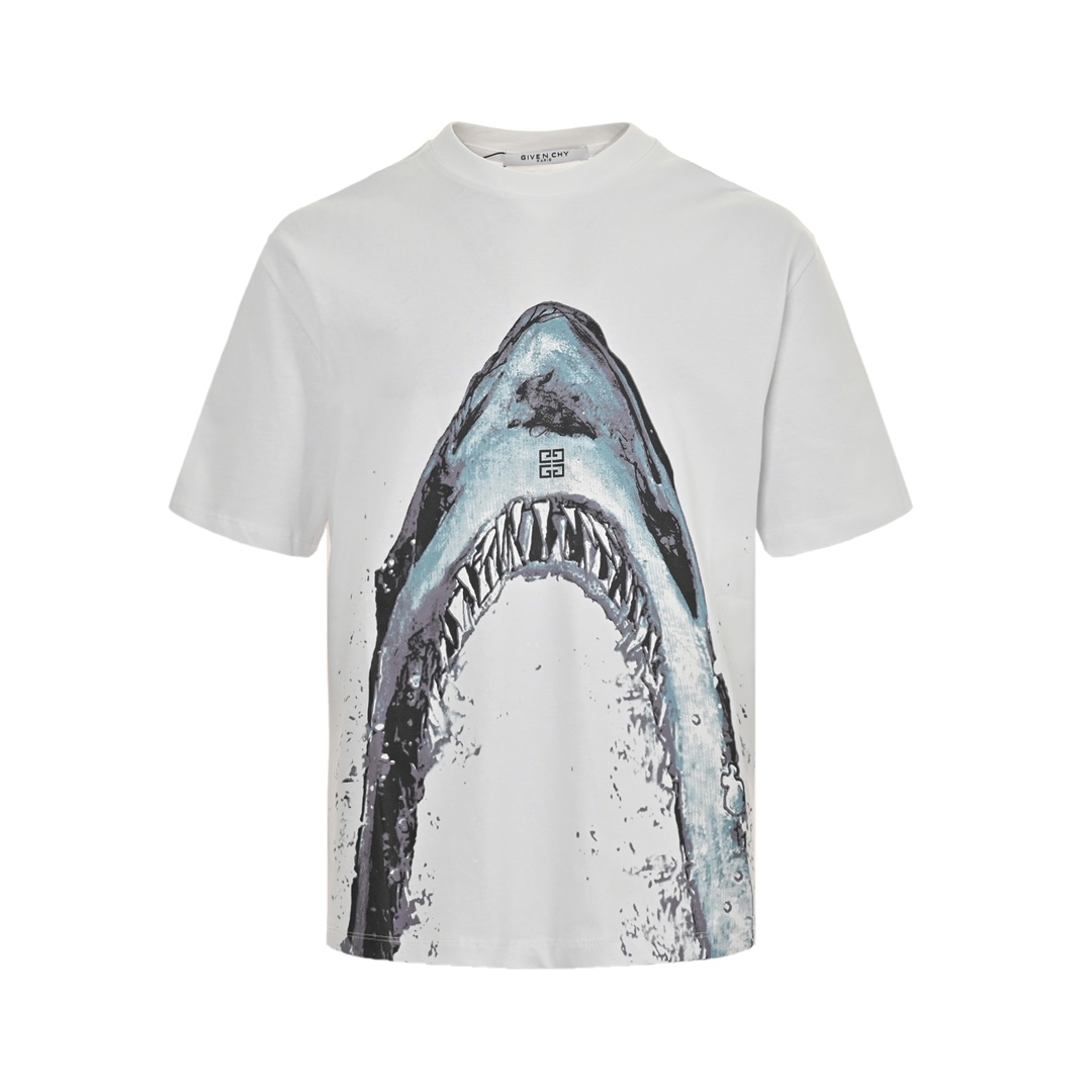 Shark print short-sleeved T-shirt