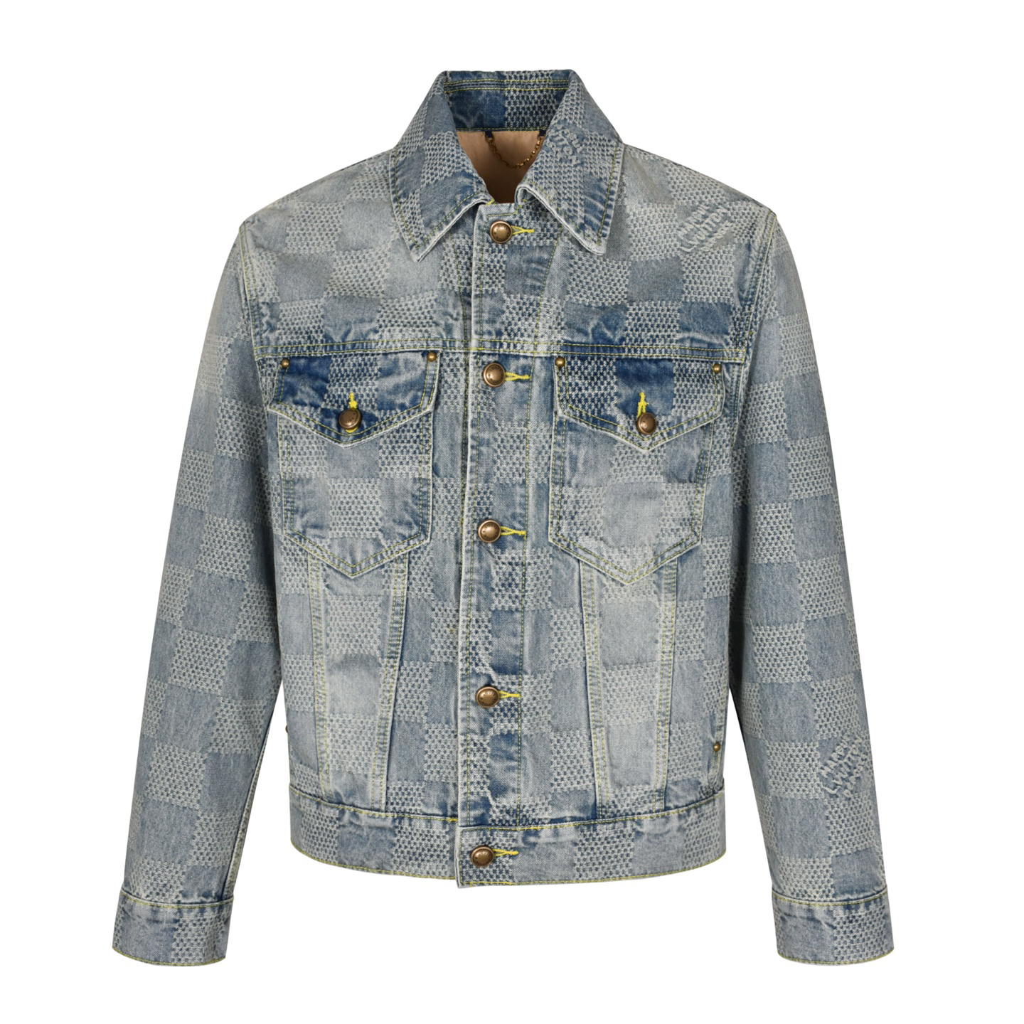 1V25ss checkerboard denim jacket
