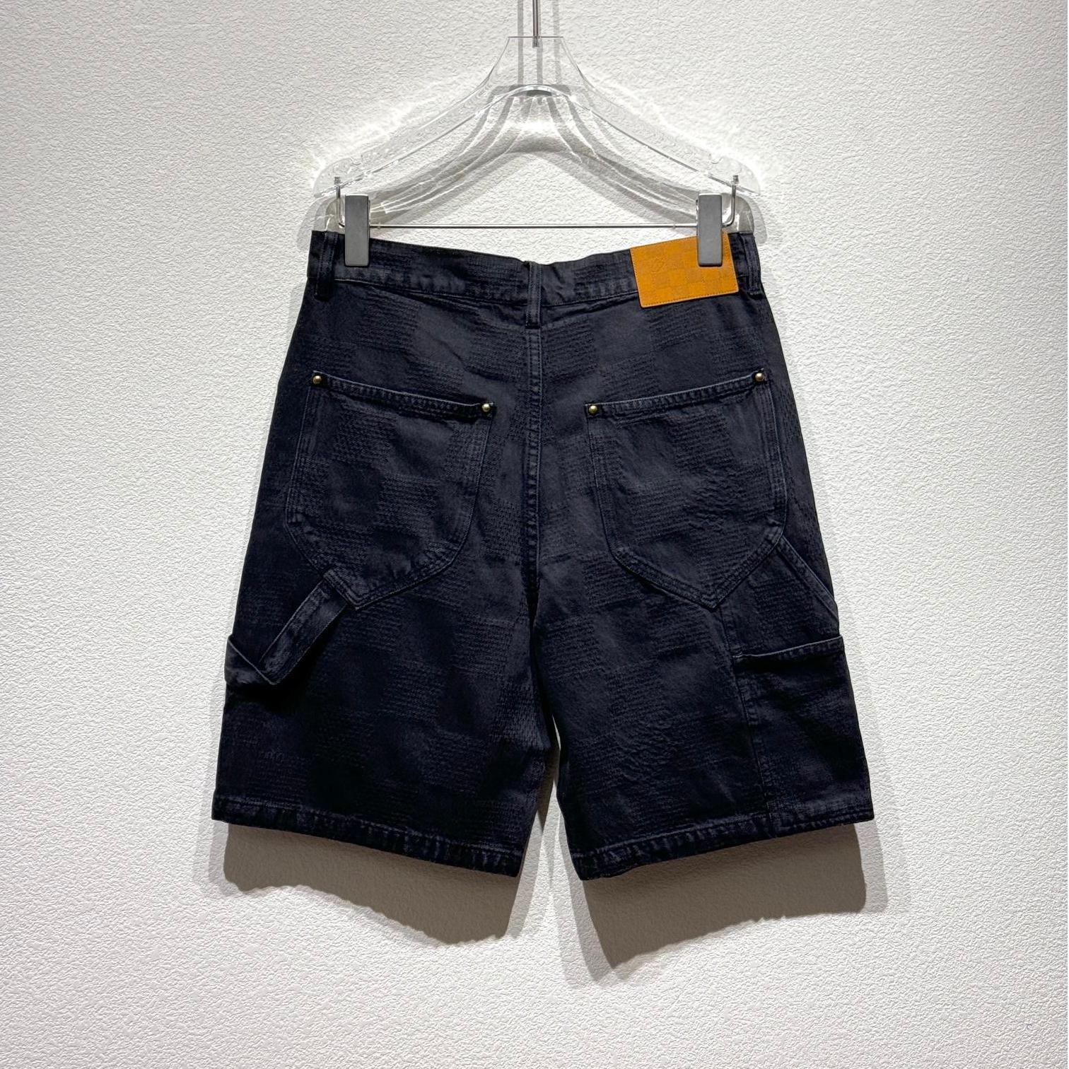 Checkered Denim Shorts