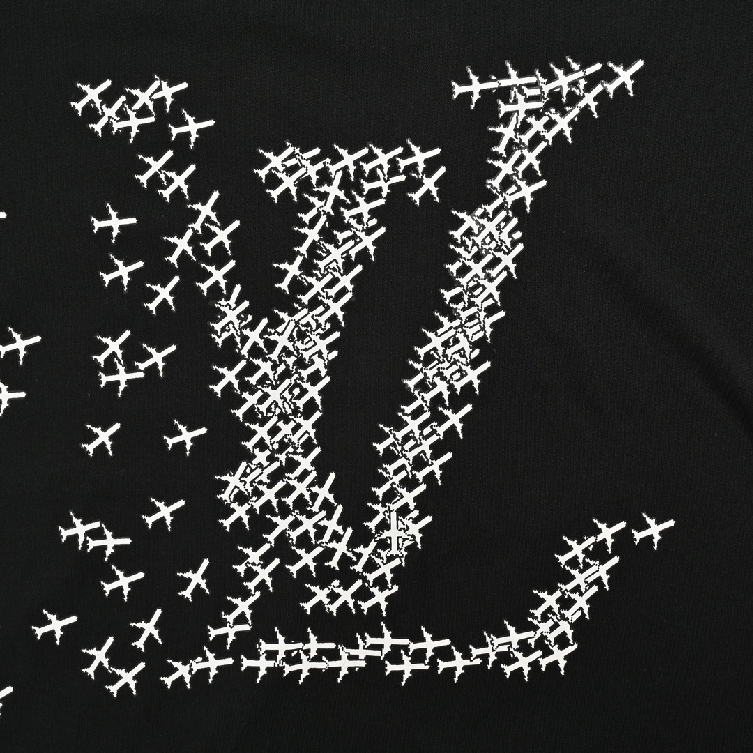 Airplane lettering logo print short-sleeved T-shirt