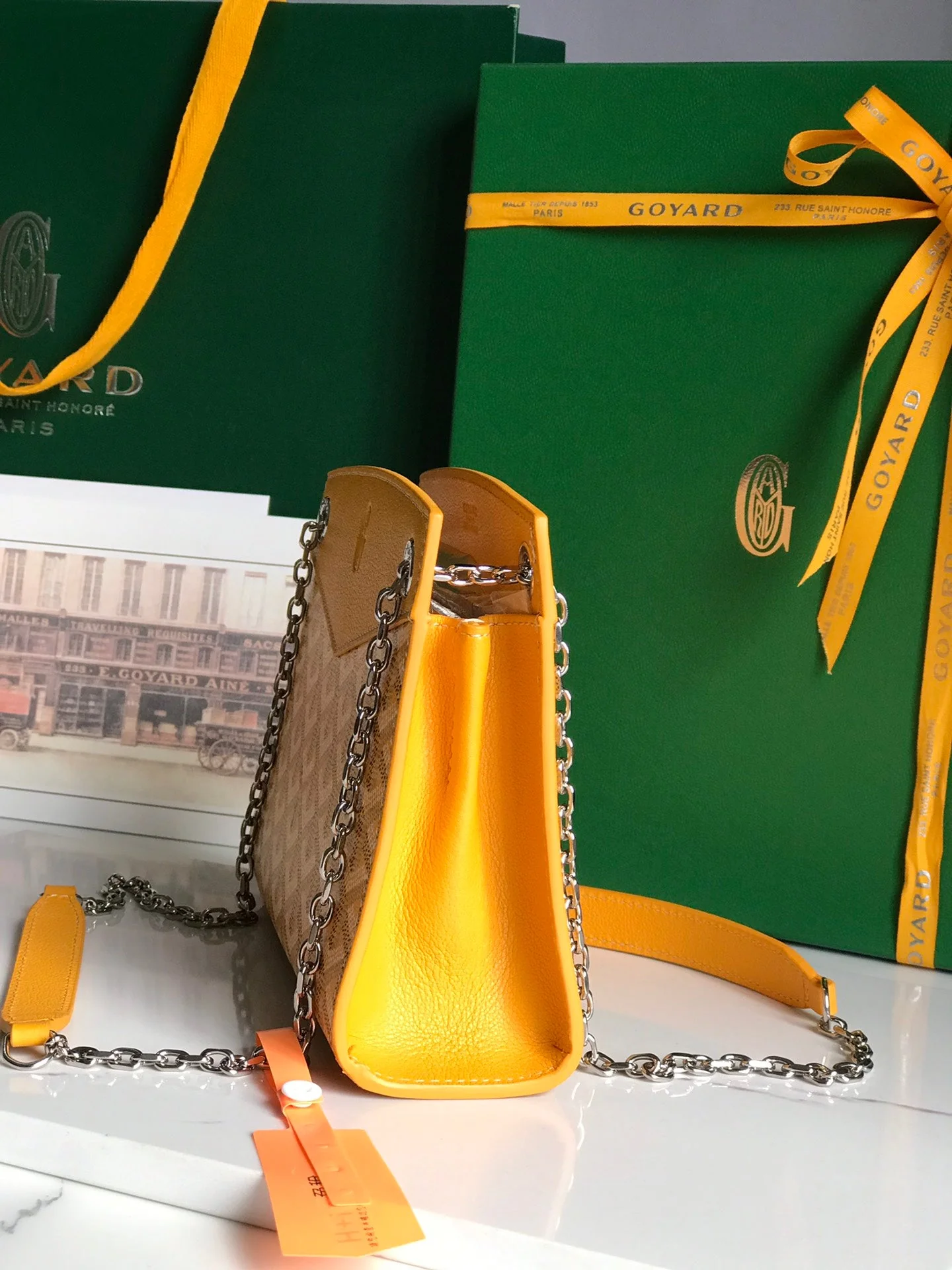 Yellow Calfskin Structured Mini Bag