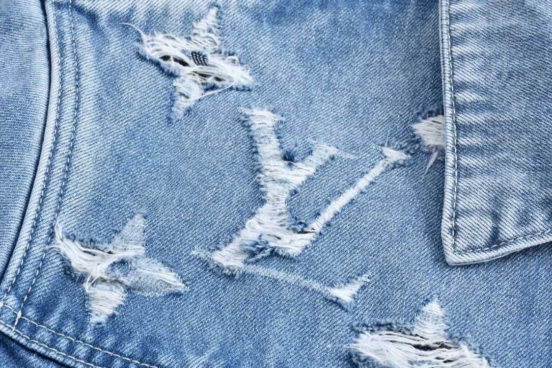Denim Jacket Blue Embroidery Slim Fit