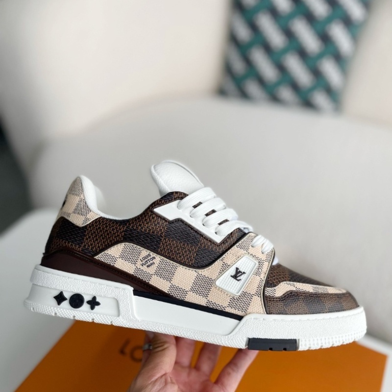 Trainer Sneakers 'Brown and White Plaid