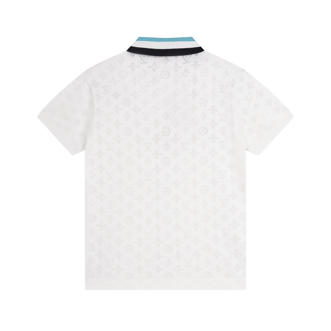 Openwork Pattern Knitted Polo Shirt