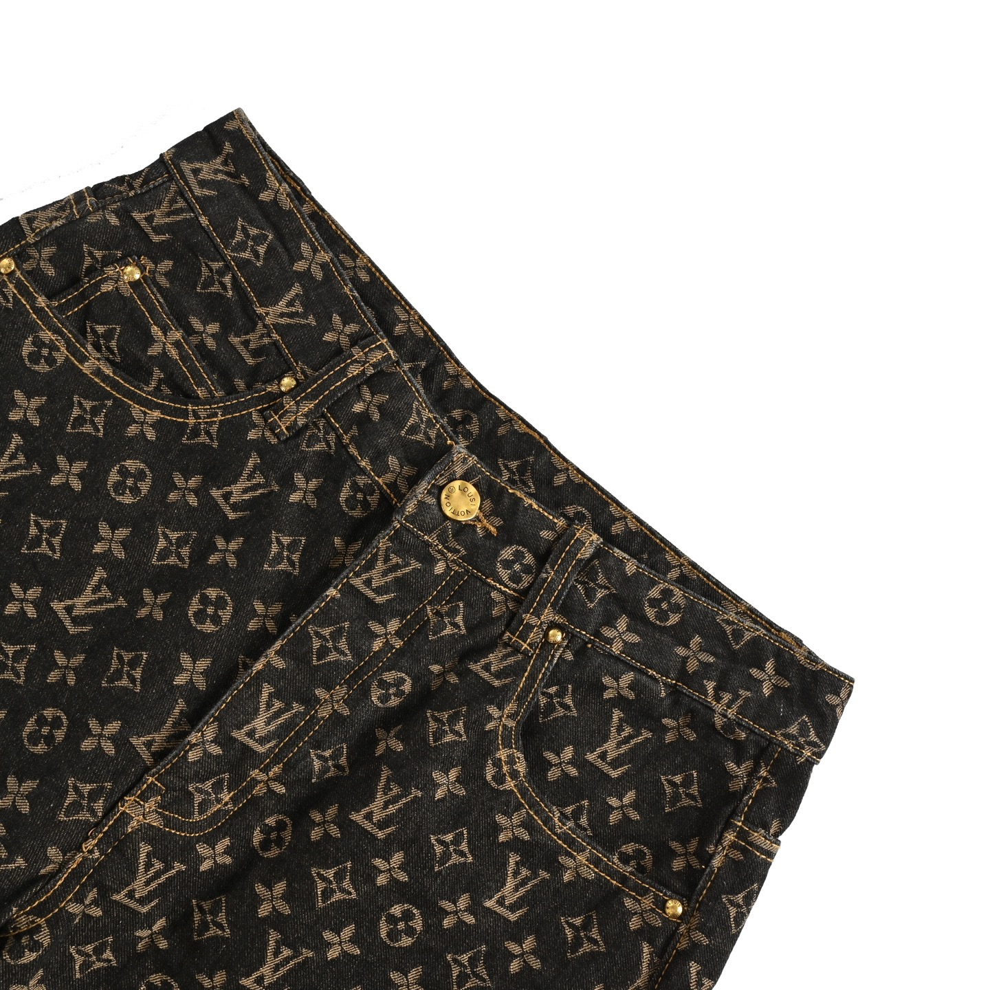 25ss old flower full print brown jeans