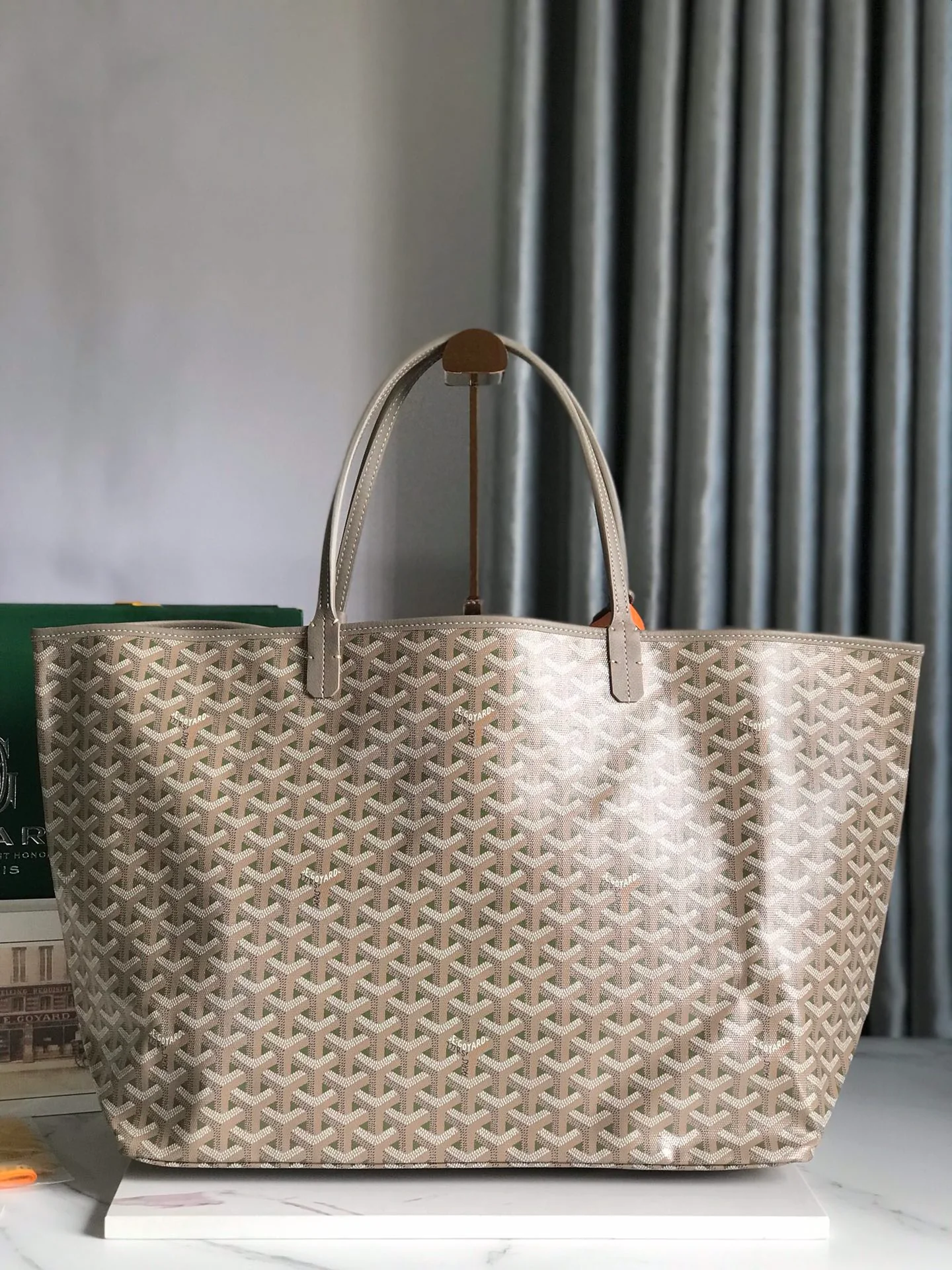 Grey and Green Canvas Bag