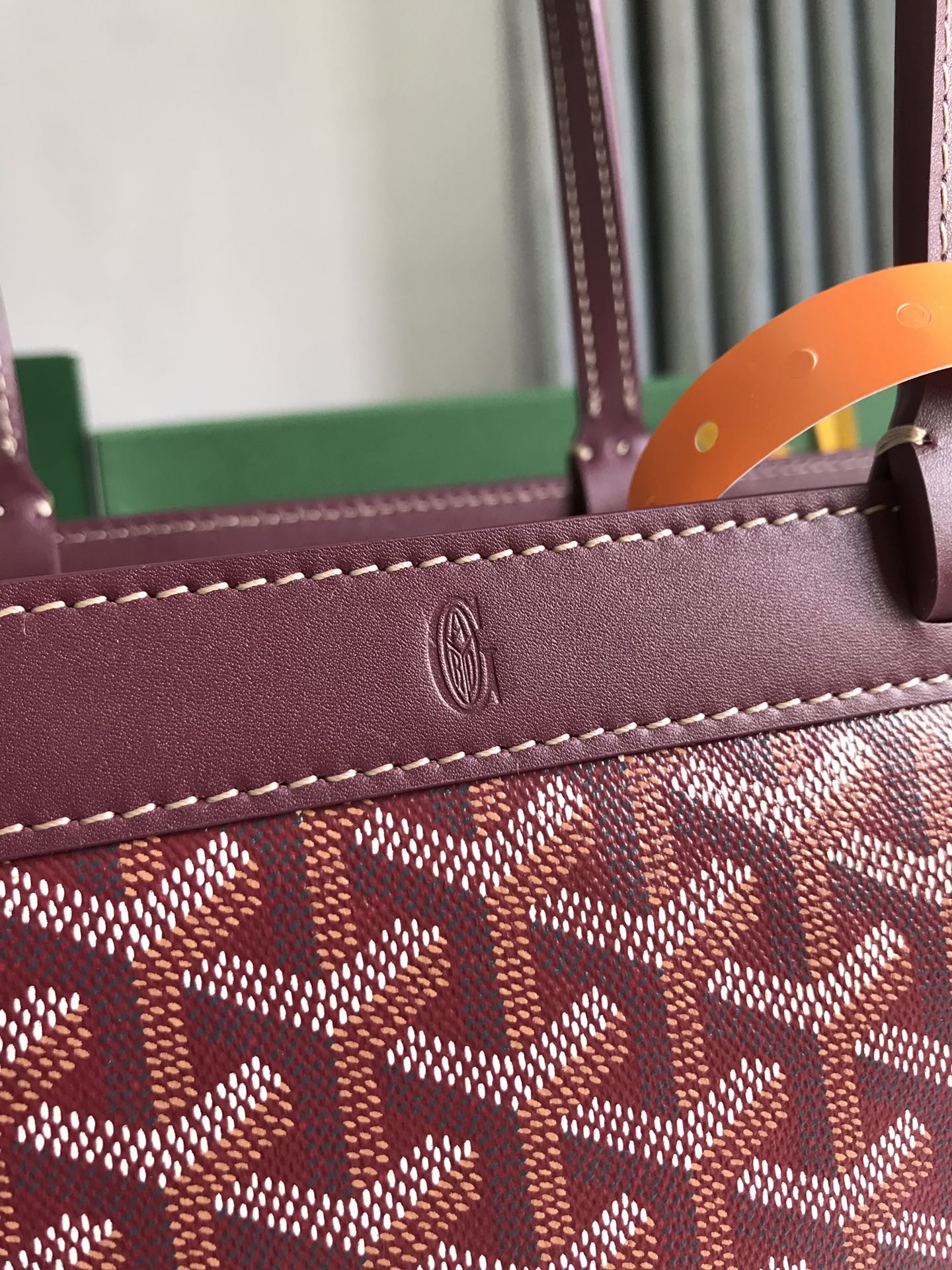 Burgundy Canvas And Calfskin Trim Bag