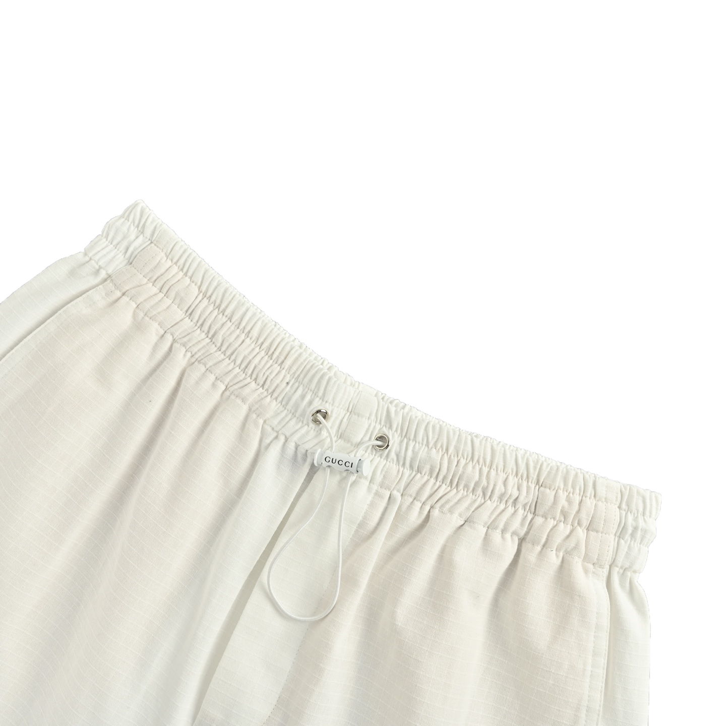 Red and green striped drawstring shorts