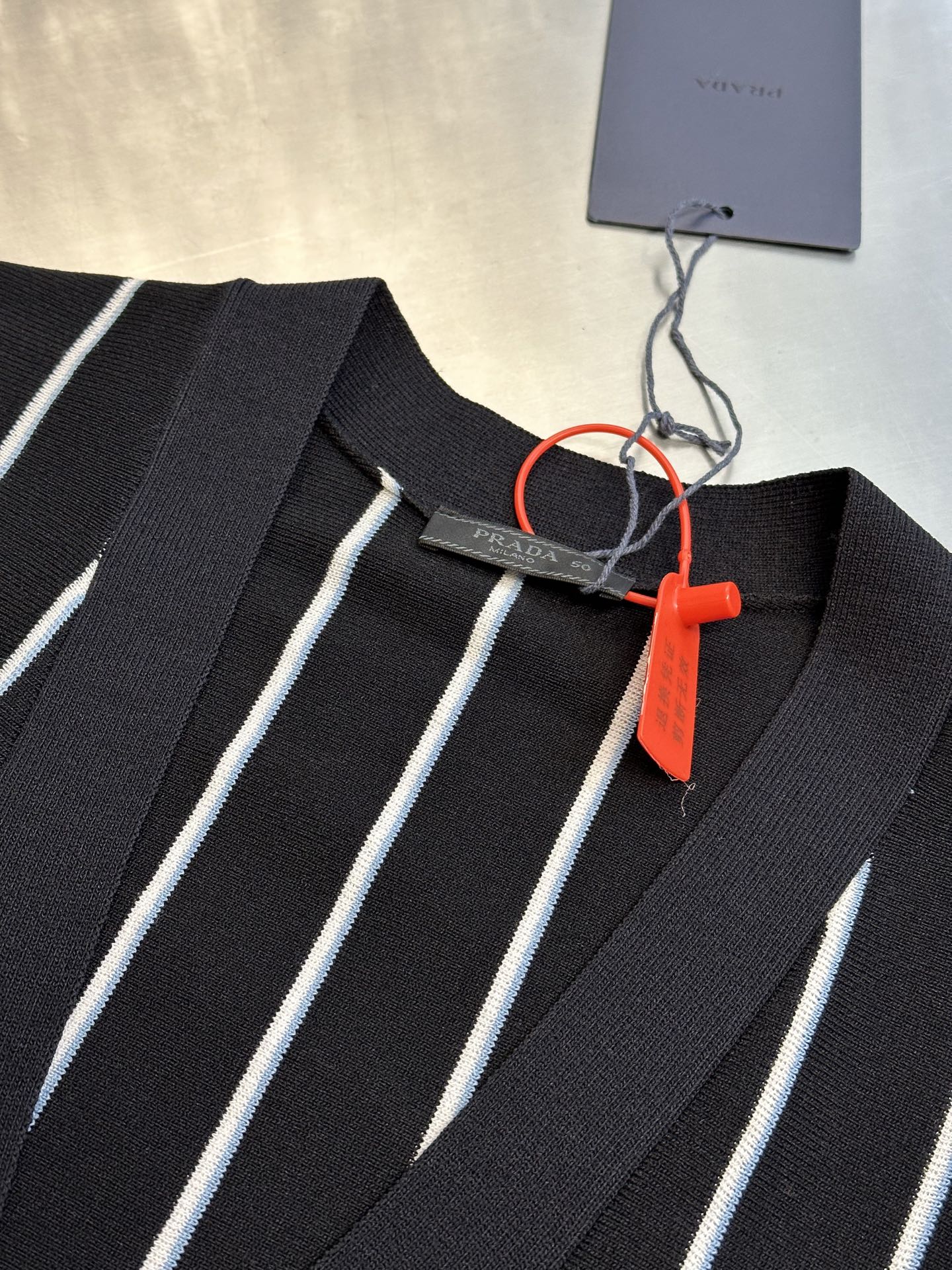 Striped embroidered cardigan sweater