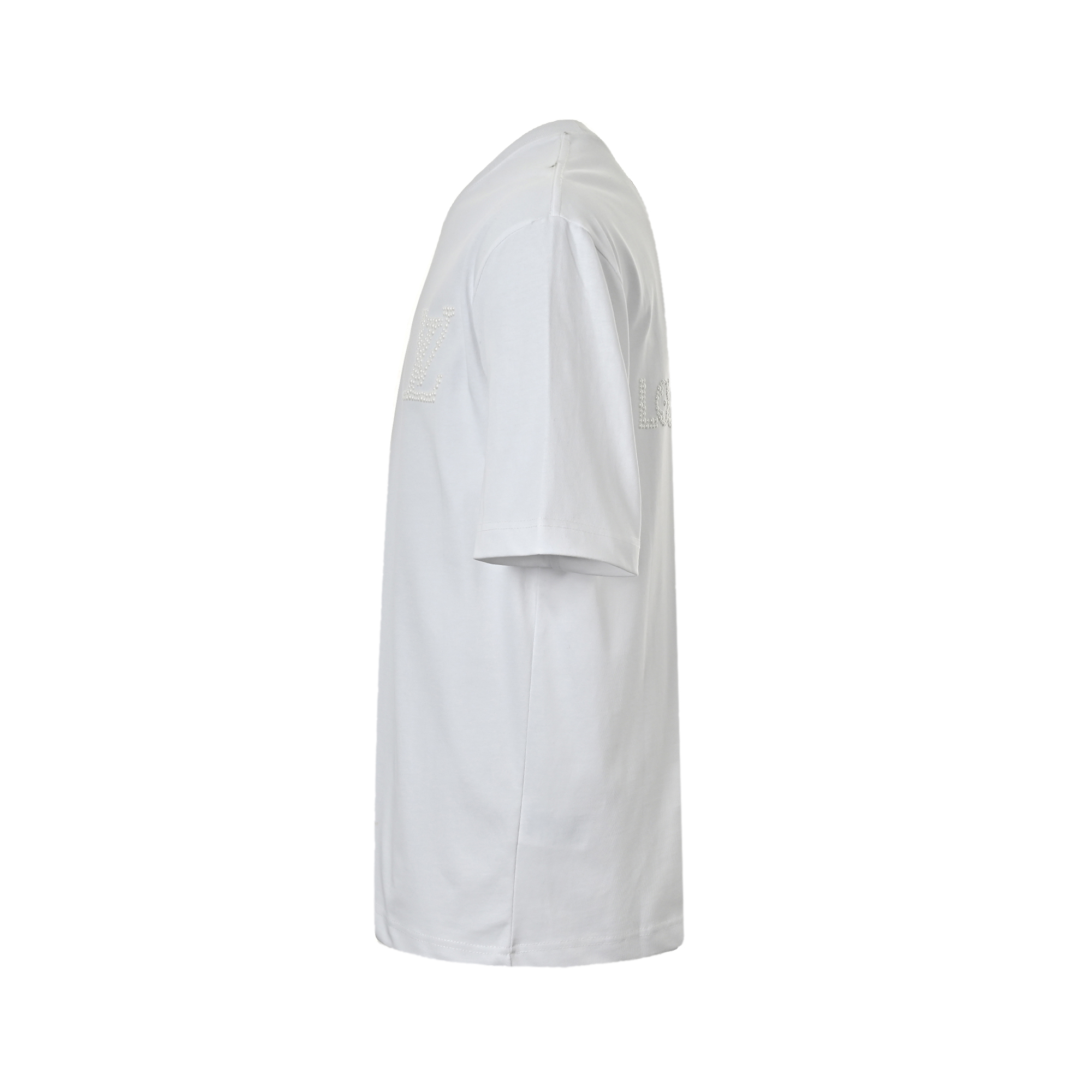 Pearl hot diamond lettering short-sleeved T-shirt