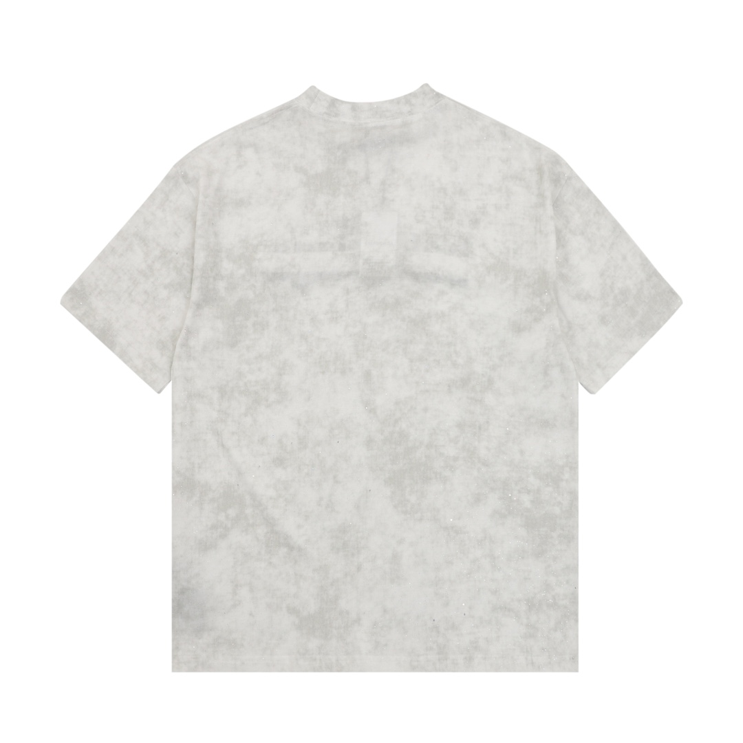 Distressed embroidered lettering T-shirt