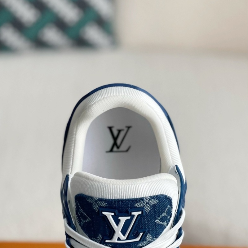 White & Blue Denim 'Trainer' Sneakers