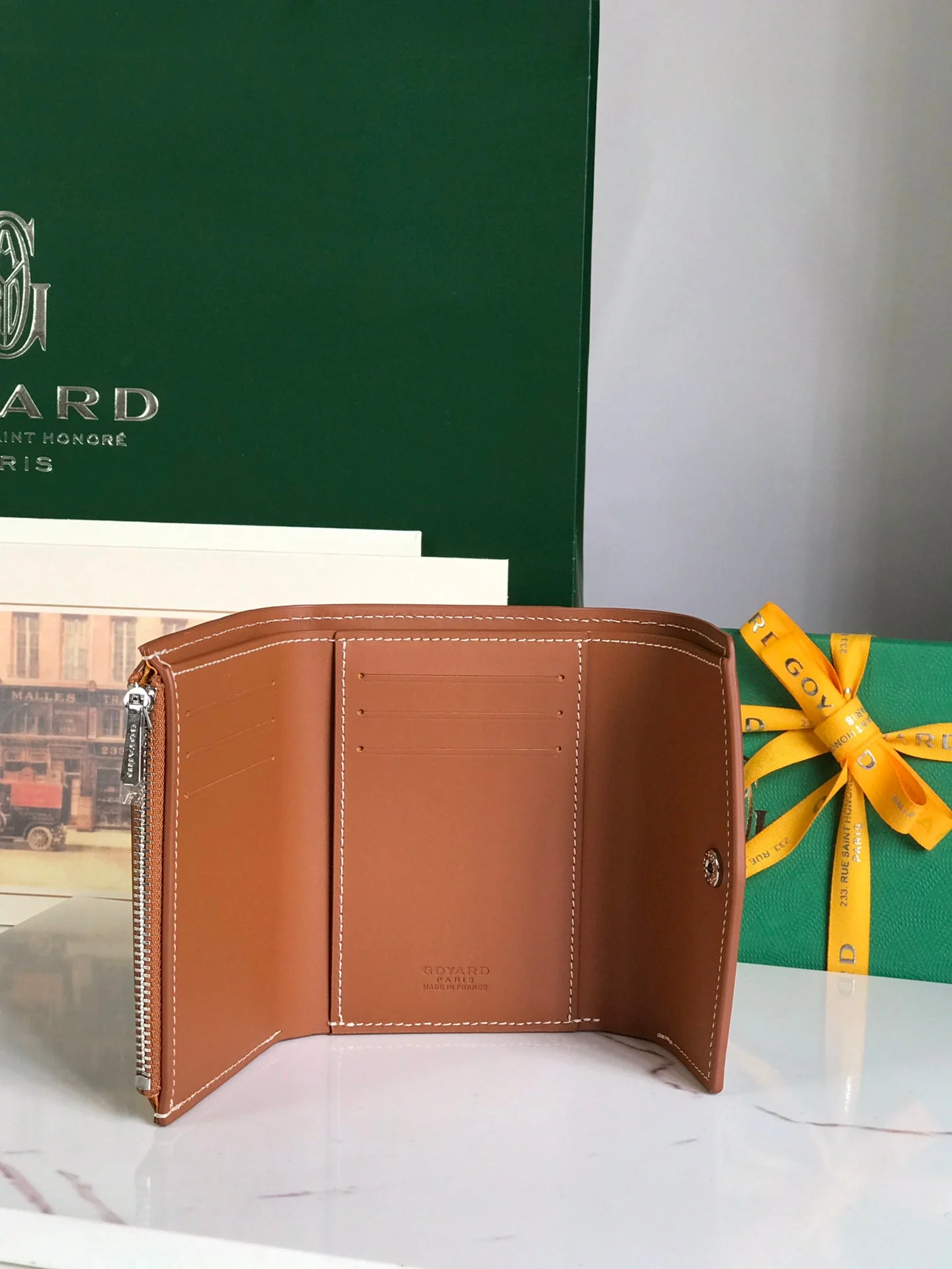 Brown and Black Calfskin Canvas Card Holder