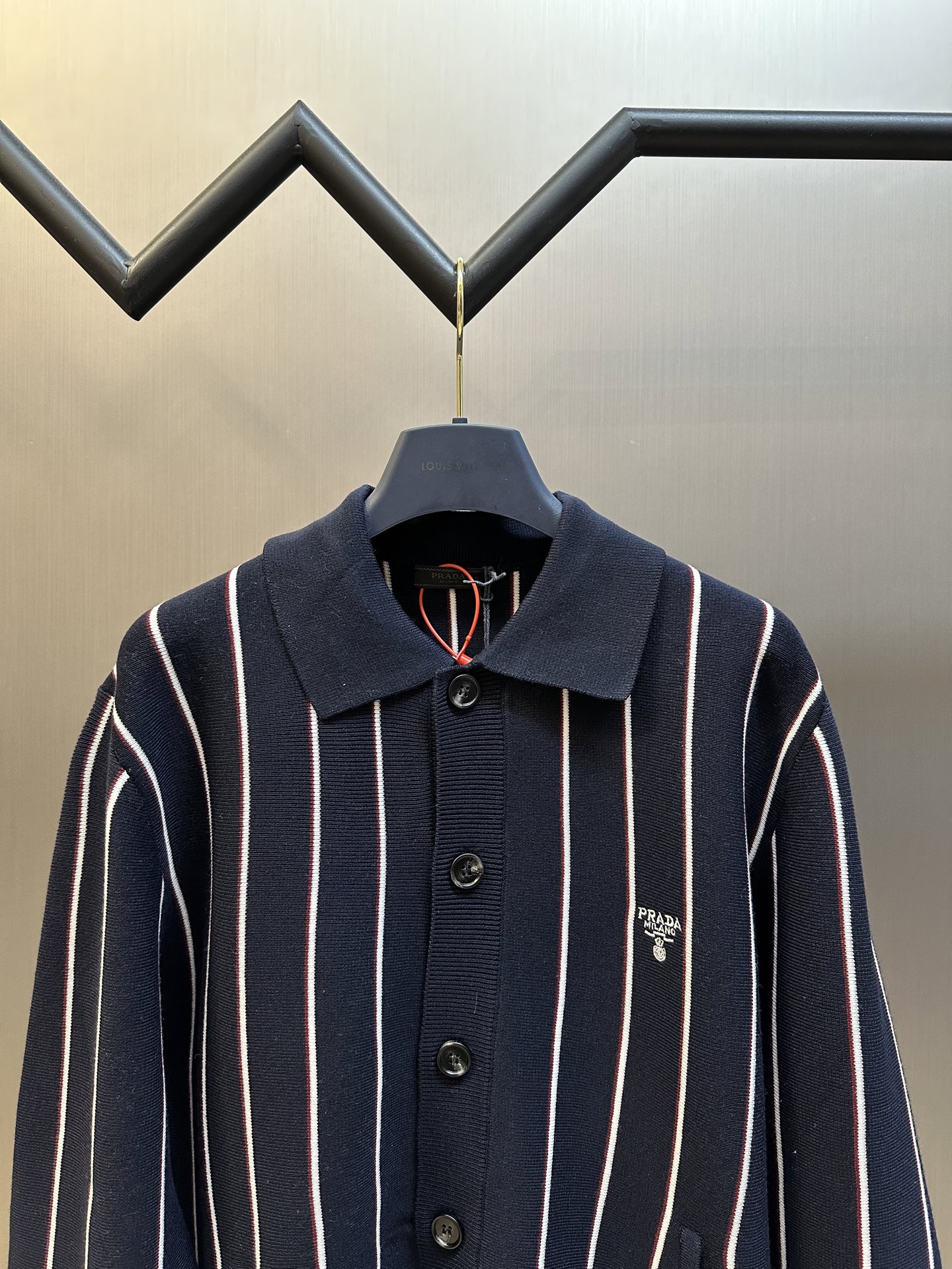 Stripe embroidered long-sleeved sweater