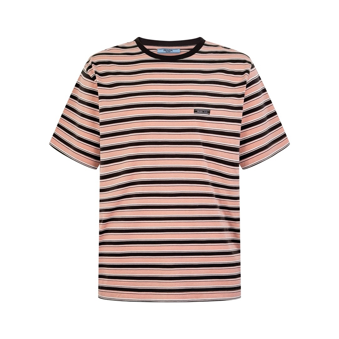 Label striped short sleeves