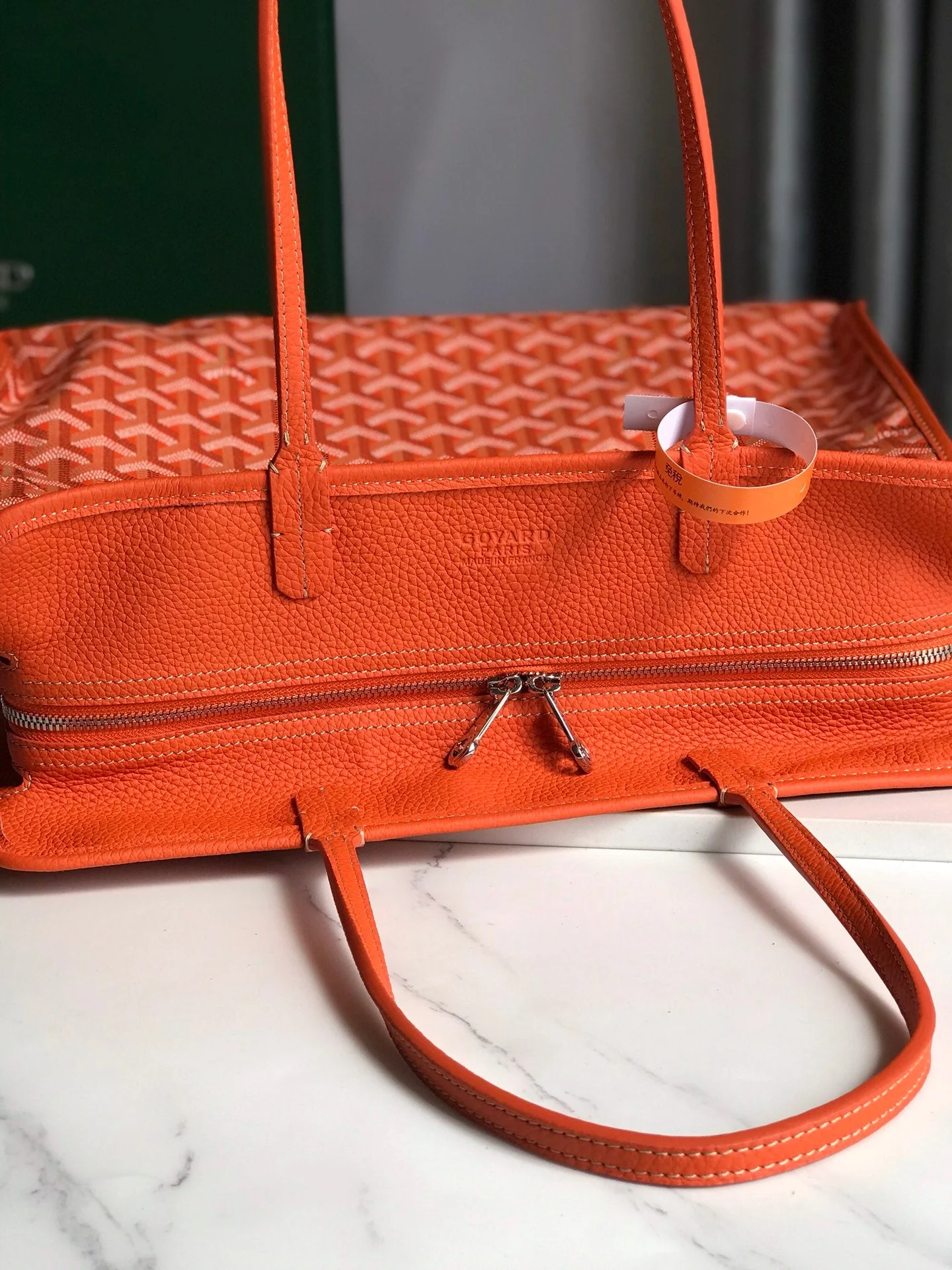 BAG 40 IN ORANGE CANVAS AND LEATHER TRIM