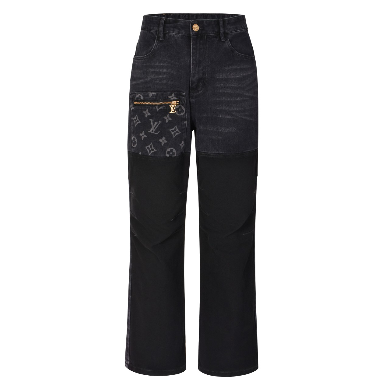 Printed pocket panel jeans