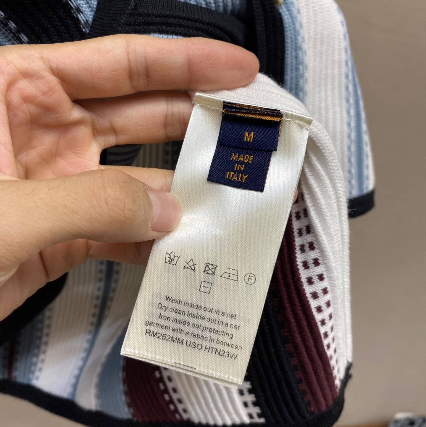 Striped Crochet Polo Shirt