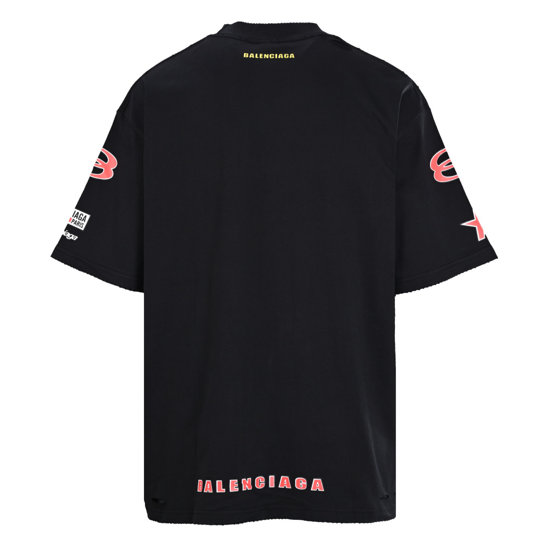 Double ring graphic short-sleeved T-shirt