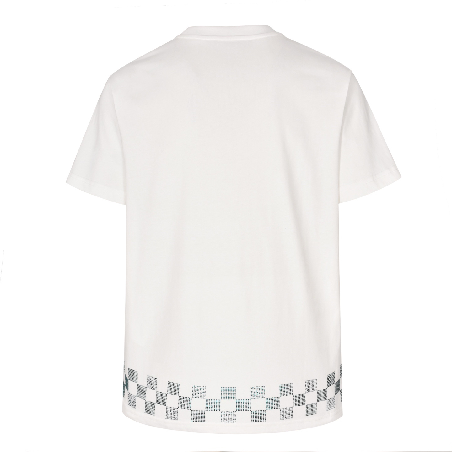 Checkerboard hem rhinestone T-shirt