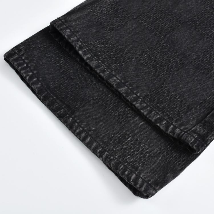 Black Check Straight Jeans