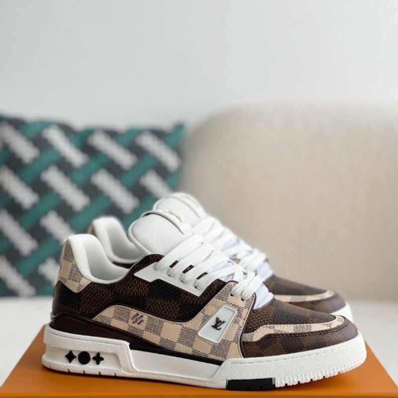 Trainer Sneakers 'Brown and White Plaid