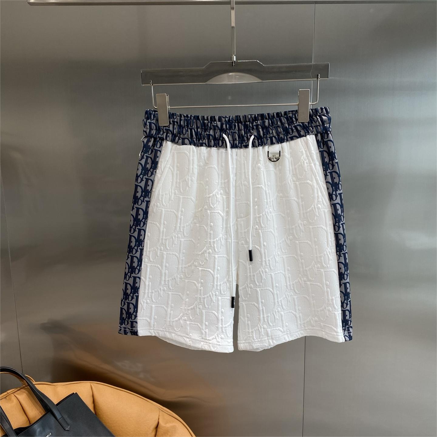Blue and white colorblock shorts
