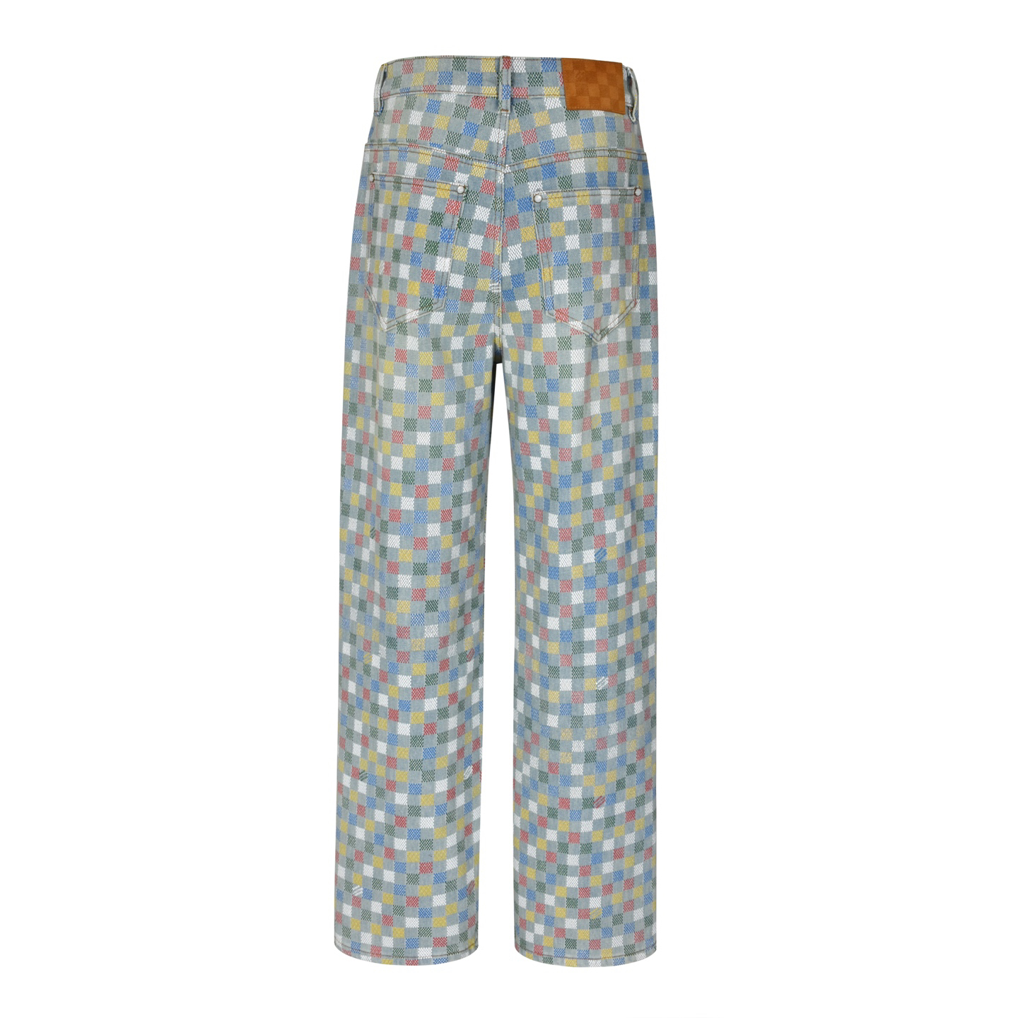 Damier Denim Wide-Leg Jeans