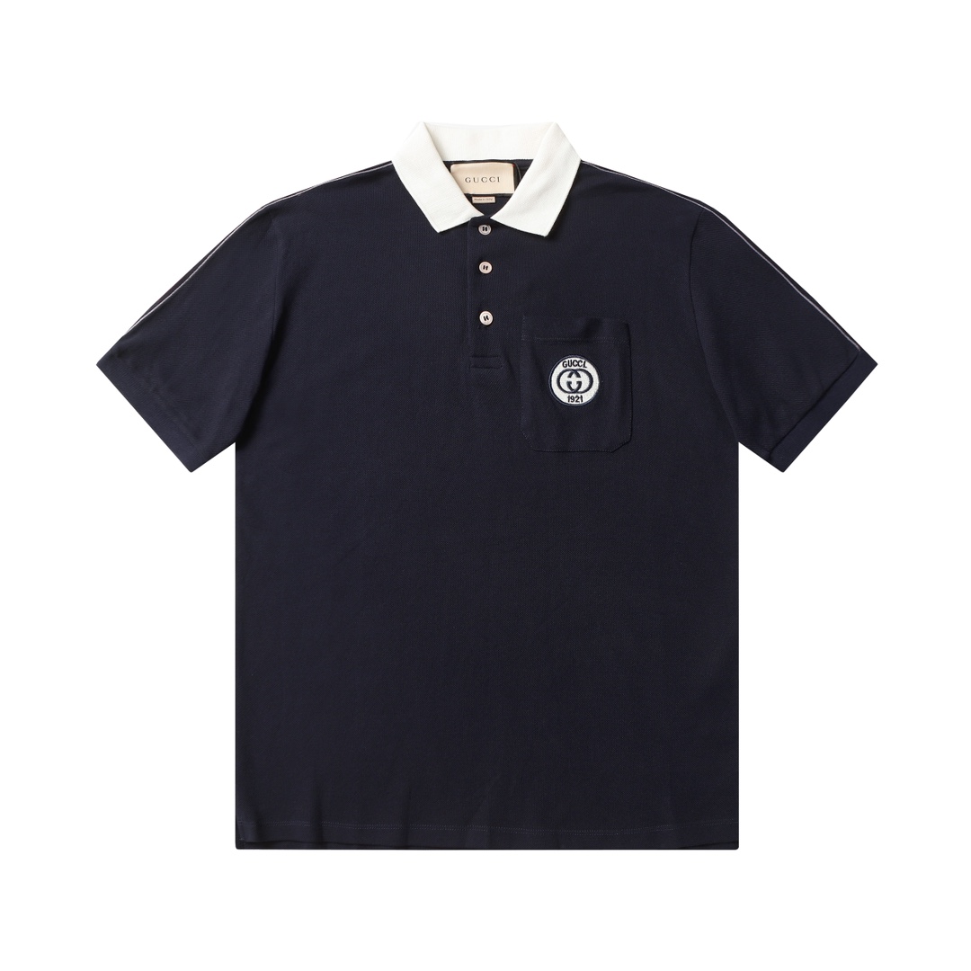 Green And Red Embroidered Patch Polo Shirt Short Sleeves