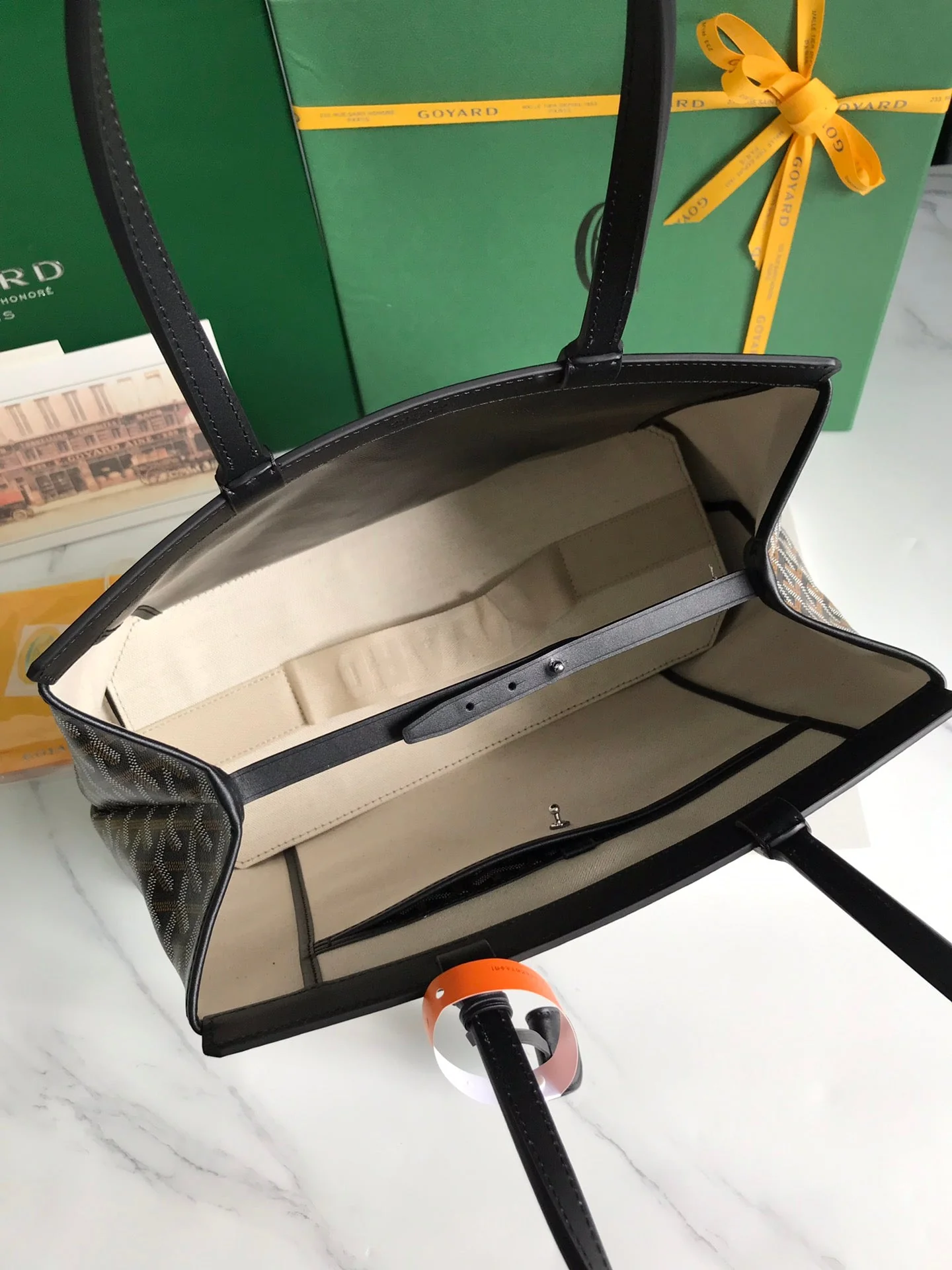 Black Canvas And Calfskin Trim Bag