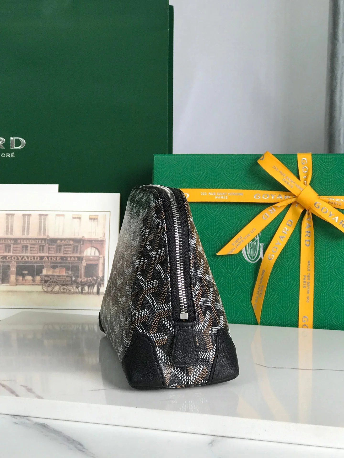 17 In Black Canvas And Tan Calfskin Trim